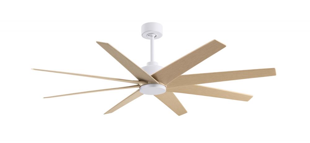 Ariella 8-blade ceiling fan in Matte White and Light Maple Tone blades