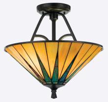 Quoizel TFGO1717VB - Two Light Vintage Bronze Tiffany Gotham Glass Bowl Semi-Flush Mount