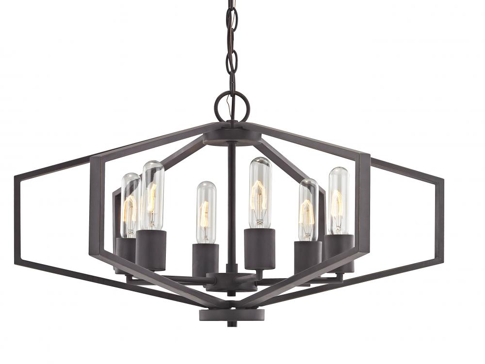 Hexagon 6Lt Chandelier Bolivian Bronze