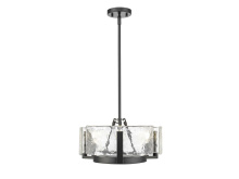 Golden 3164-3 BLK-HWG - Aenon 3-Light Chandelier in Matte Black with Hammered Water Glass