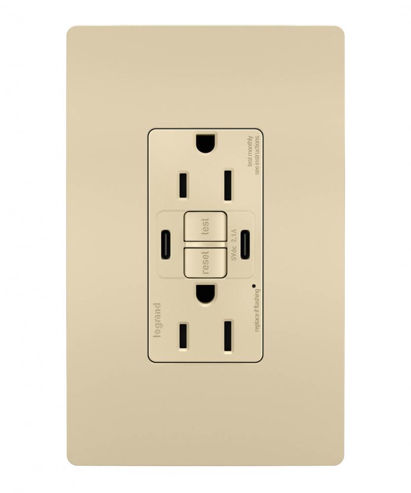 radiant® Tamper-Resistant 15A Duplex Self-Test GFCI Receptacles with SafeLock® Protection