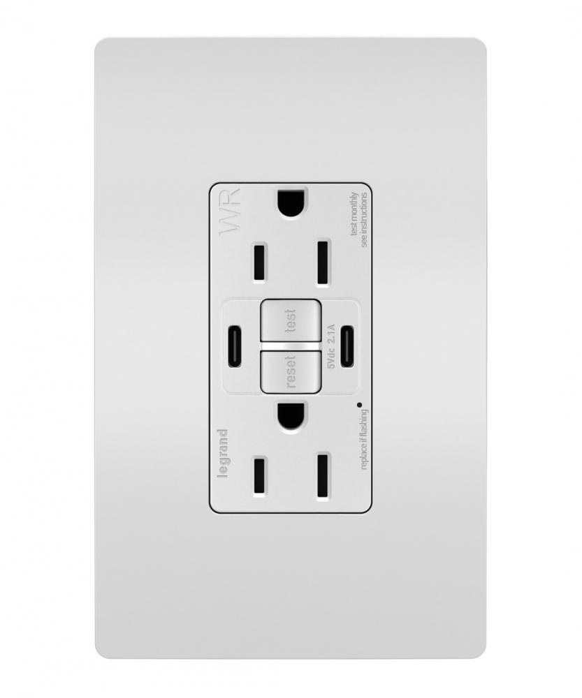 radiant® Tamper-Resistant 15A Duplex Self-Test GFCI Receptacles with SafeLock® Protection