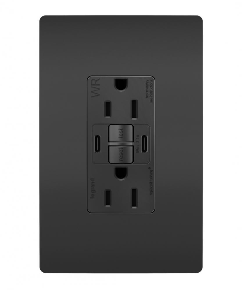 radiant® Tamper-Resistant 15A Duplex Self-Test GFCI Receptacles with SafeLock® Protection