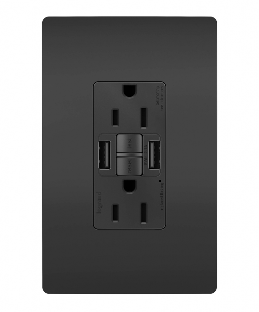 radiant® Tamper-Resistant 15A Duplex Self-Test GFCI Receptacles with SafeLock® Protection