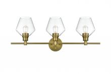 Elegant LD2316SG - Gene 3 Light Satin Gold and Clear Glass Wall Sconce