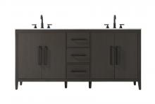 Elegant VF29372DMMB - 72  Inch Double Bathroom Vanity In Mocha Brown