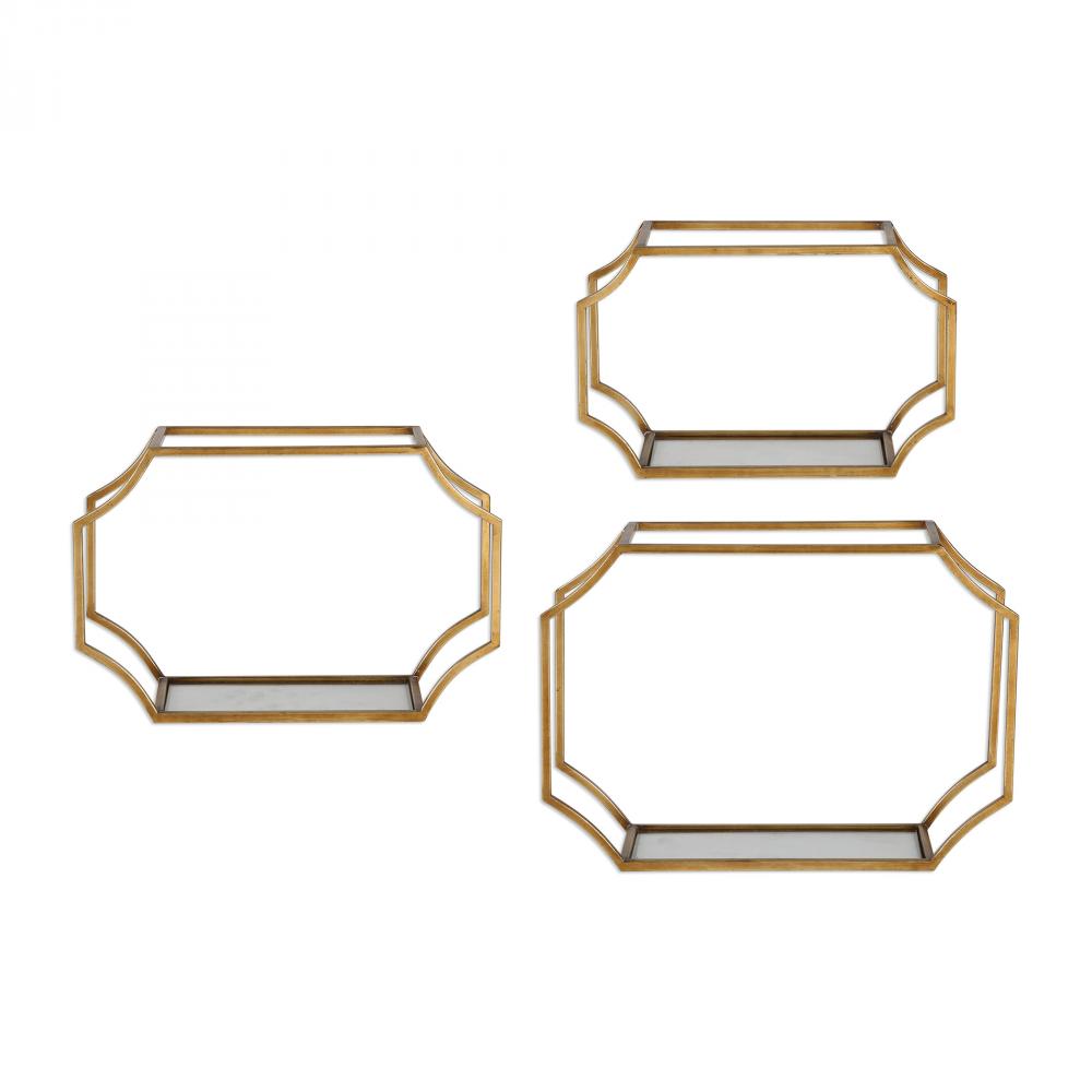 Uttermost Lindee Gold Wall Shelves Set/3