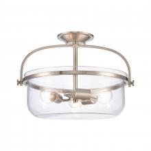 ELK Home 89453/3 - Wentworth 17'' Wide 3-Light Semi Flush Mount - Brushed Nickel
